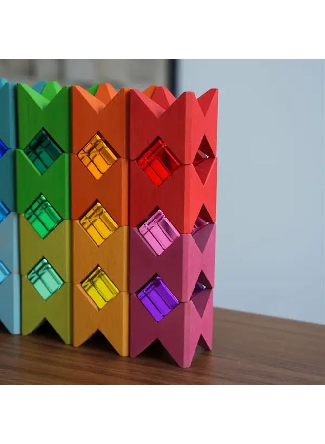 ألوان أكريليك خشبية مكدسة كتل DIY ديكور المنزل والمكتب الديكور الداخلي والخارجي - Image 4